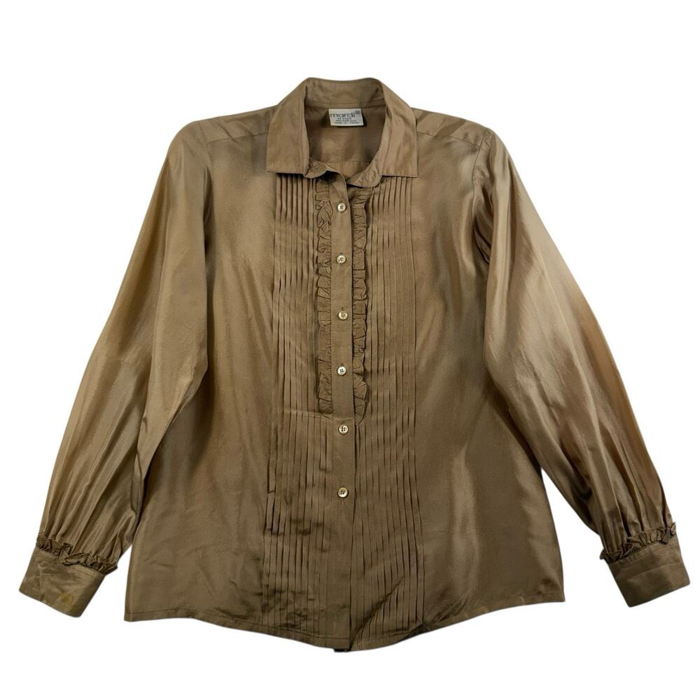 Vtg Mardi 34 XS Blouse Silk Button Front Shirt Top Romantic Regency Victorian